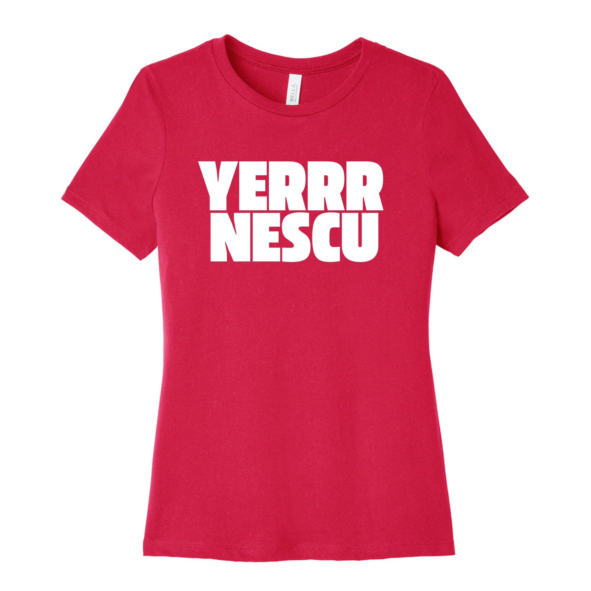 Yerrr Nescu White Text Womens Cotton Tee